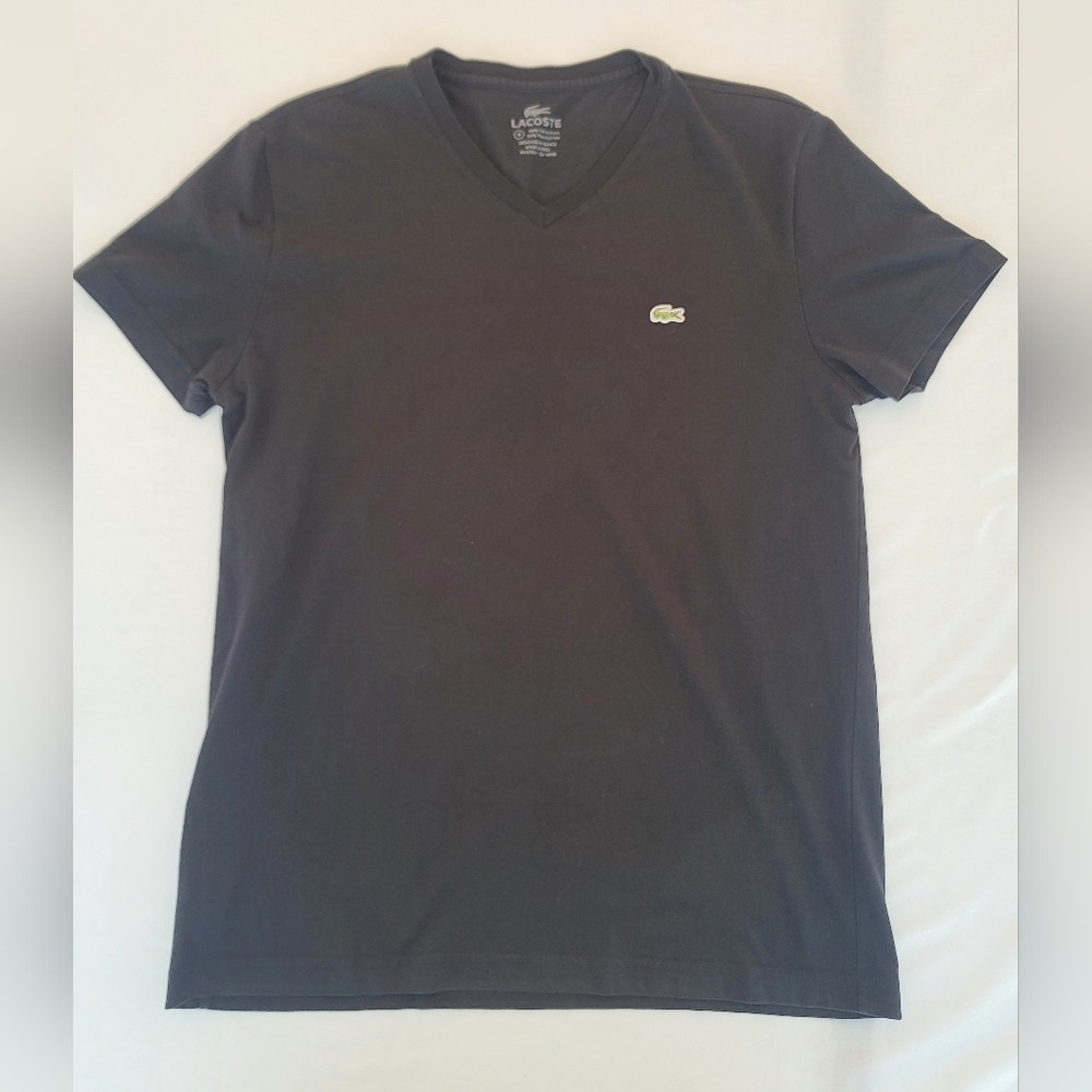 Men's Lacoste Black V-Neck Shirt